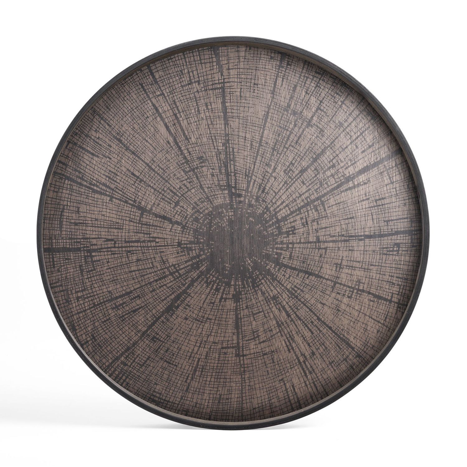 Slice tray - varnished wood - Black - round - XL, 36 x 36 x 1.5
