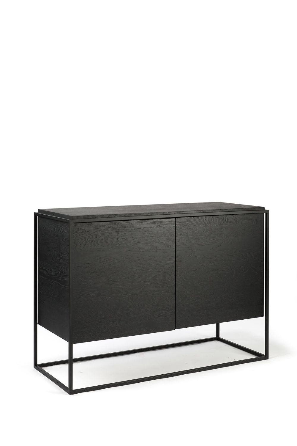 Monolit sideboard - varnished oak - black - 2 doors, 43.5 x 17.5 x 30.5