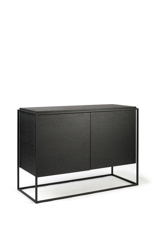 Monolit sideboard - varnished oak - black - 2 doors, 43.5 x 17.5 x 30.5