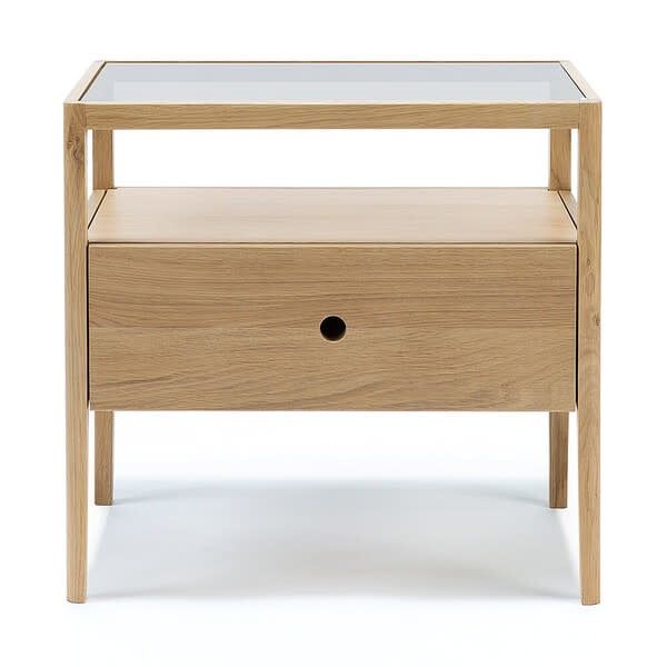Spindle bedside table - oak - 1 drawer, 21.5 x 14 x 20.5