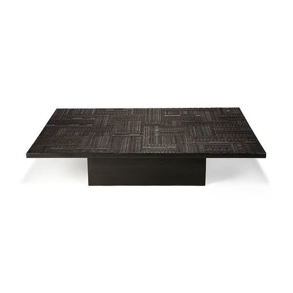 Tabwa coffee table - varnished teak - off black - rectangular, 67 x 47 x 14