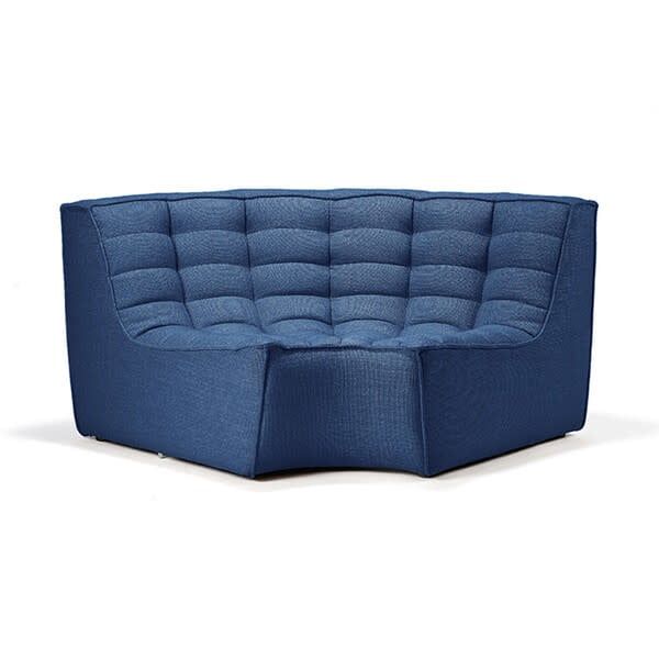 N701 modular sofa - Blue fabric - 90° round corner, 47 x 47 x 30