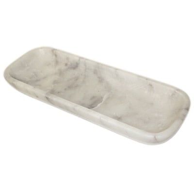 Marble Organic Rectangle Bowl-White