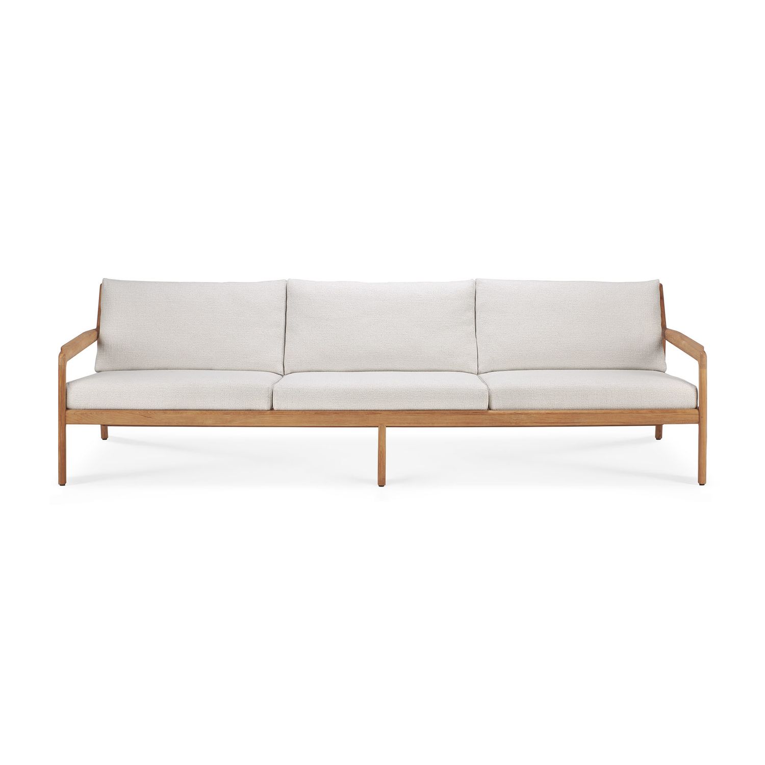 Jack outdoor sofa - teak - Off White fabric - 3+ seater, 104.5 x 35.5 x 29
