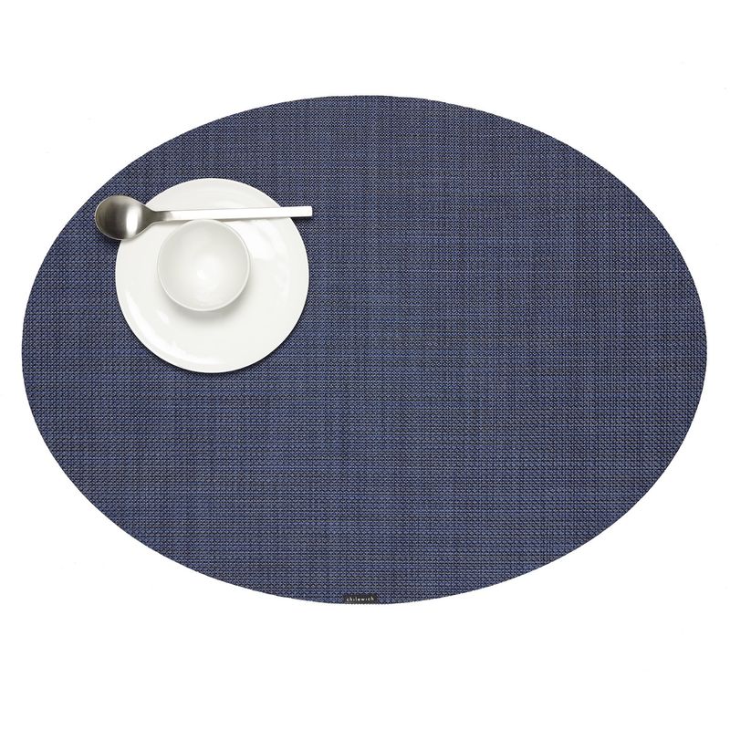 Mini Basketweave Oval Placemat , Indigo