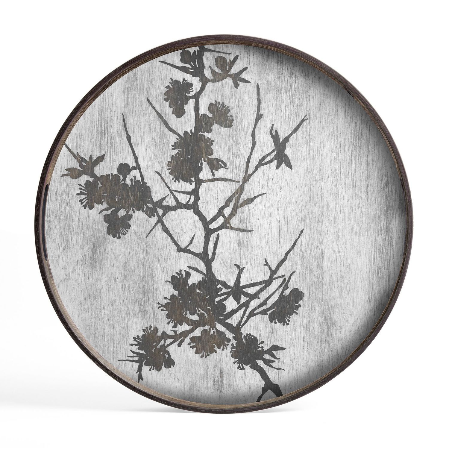 Blossom tray - varnished wood - round - S, 19 x 19 x 1.5
