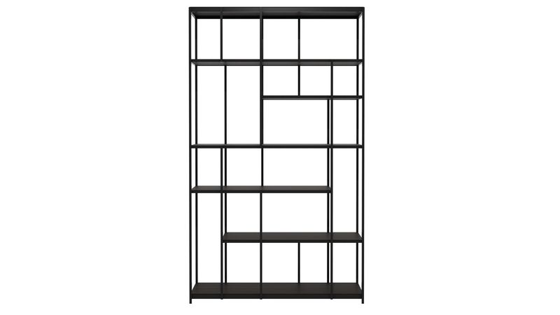 Studio rack - varnished teak - black, 47 x 15.5 x 80.5