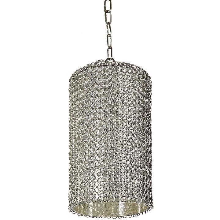 Chain Mesh Glass Cylinder Pendant-Nickel