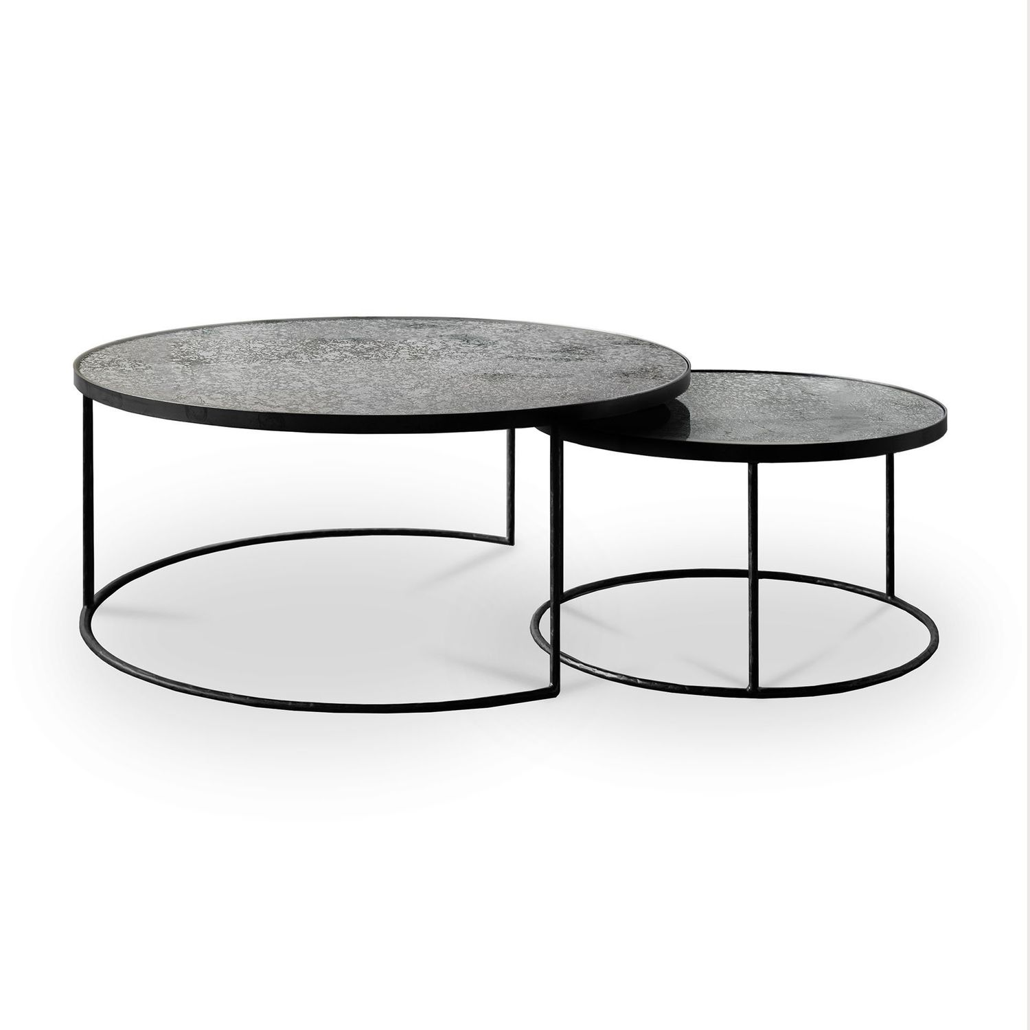 Nesting coffee table - Clear - round - set of 2, 24 x 24 x 14 / 36 x 36 x 16