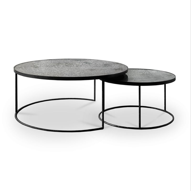 Nesting coffee table - Clear - round - set of 2, 24 x 24 x 14 / 36 x 36 x 16
