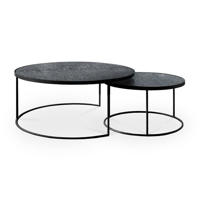 Nesting coffee table - Charcoal - round - set of 2, 24 x 24 x 14 / 36 x 36 x 16
