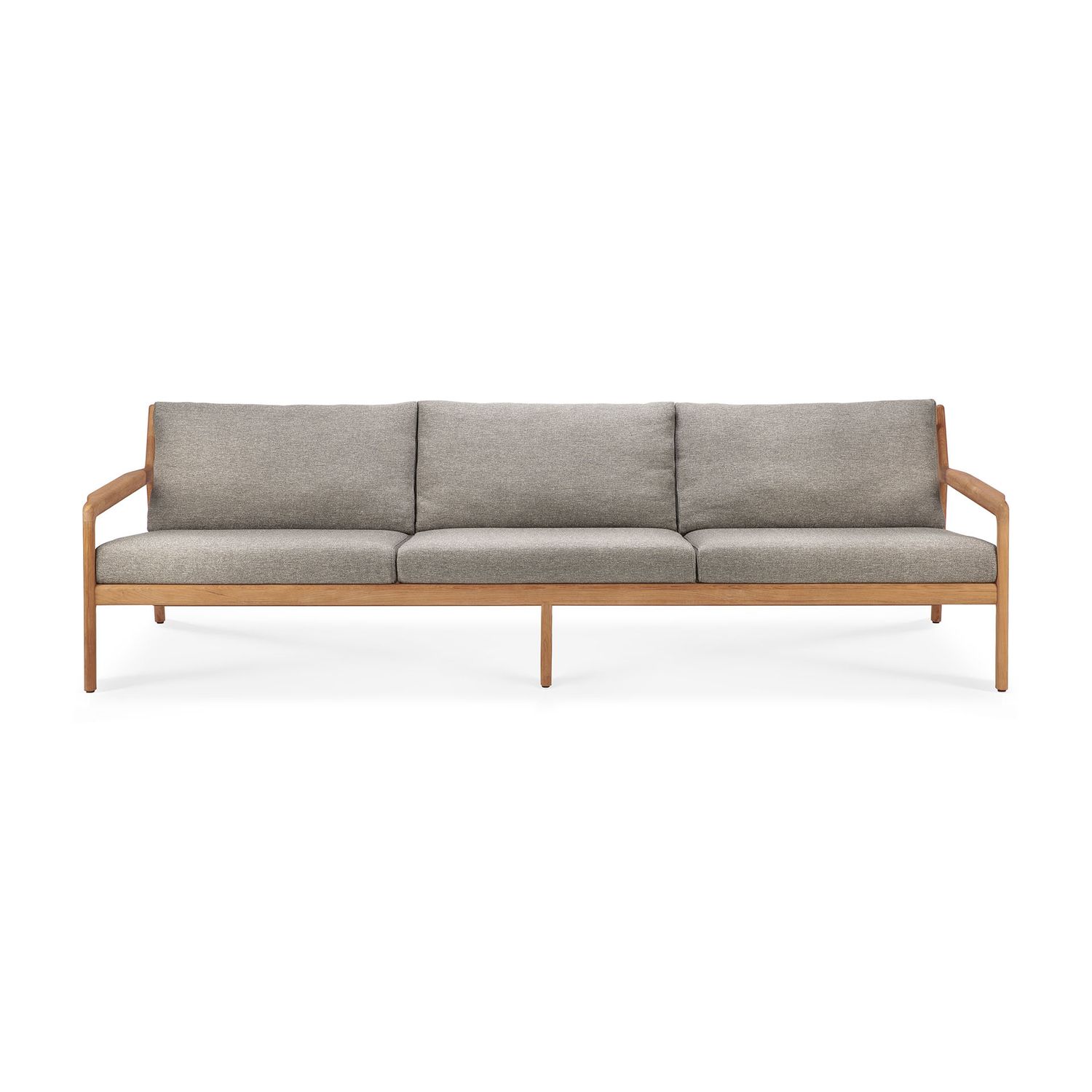 Jack outdoor sofa - teak - Mocha fabric - 3+ seater, 104.5 x 35.5 x 29