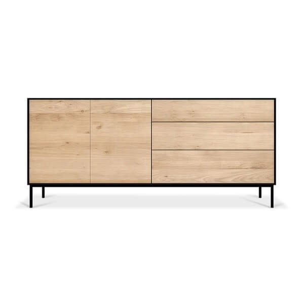 Blackbird sideboard - varnished oak - 2 doors - 3 drawers, 71 x 17.5 x 31.5
