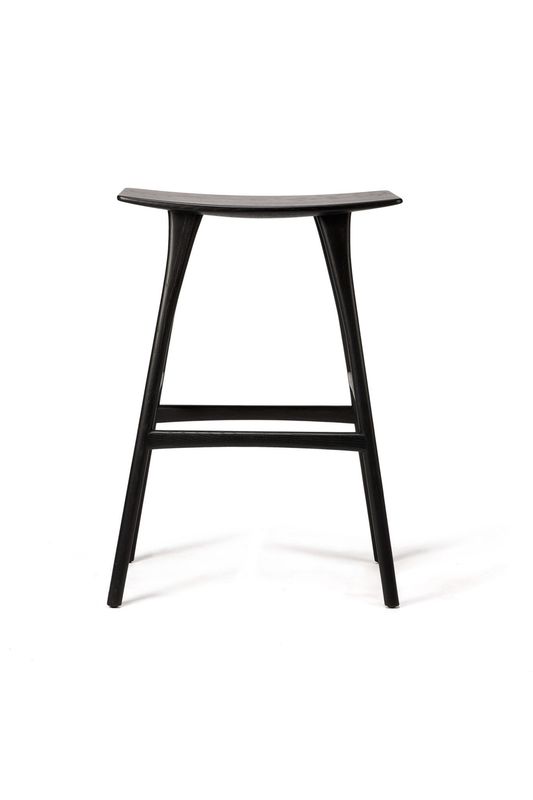 Osso bar stool - varnished oak - black, 22.5 x 13 x 31.5