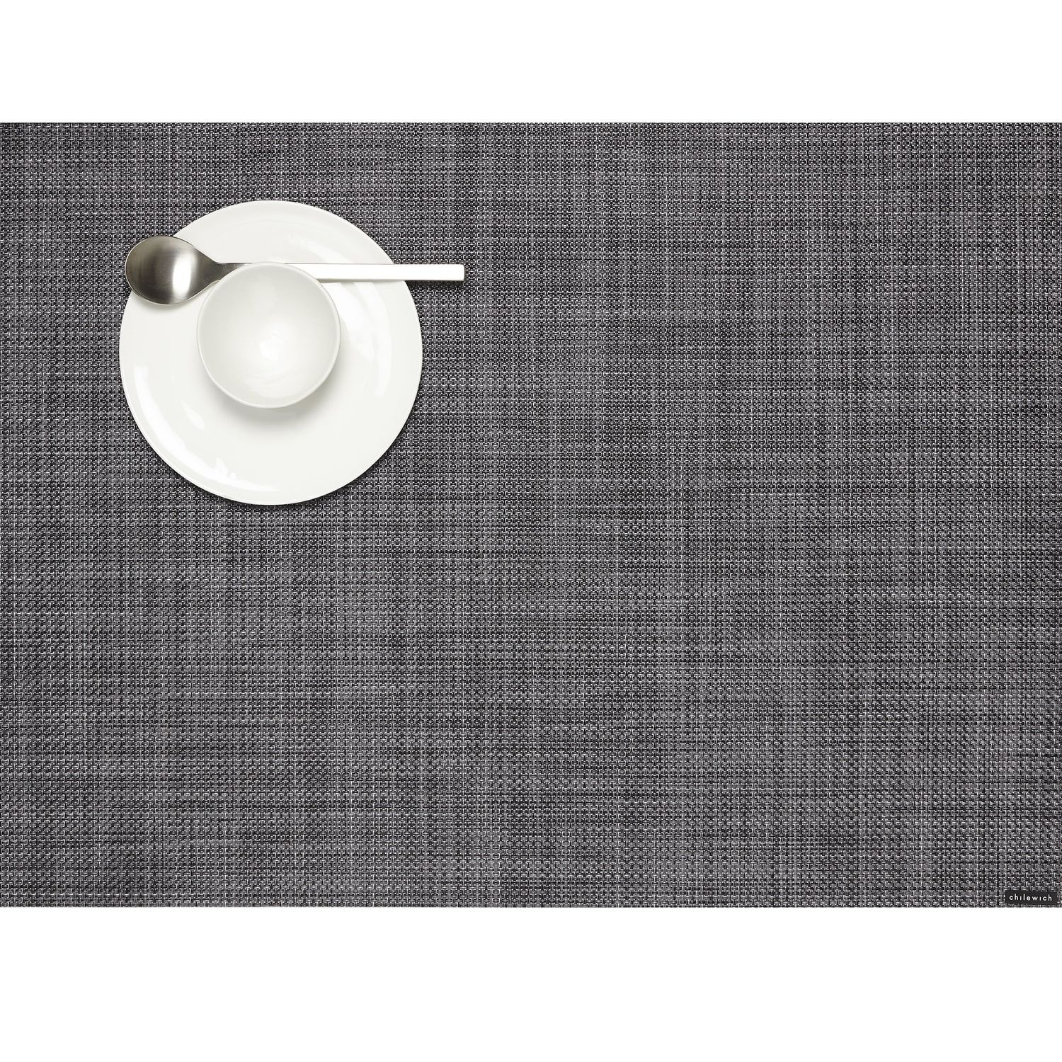 Mini Basketweave Rectangular Placemat     , Cool Grey