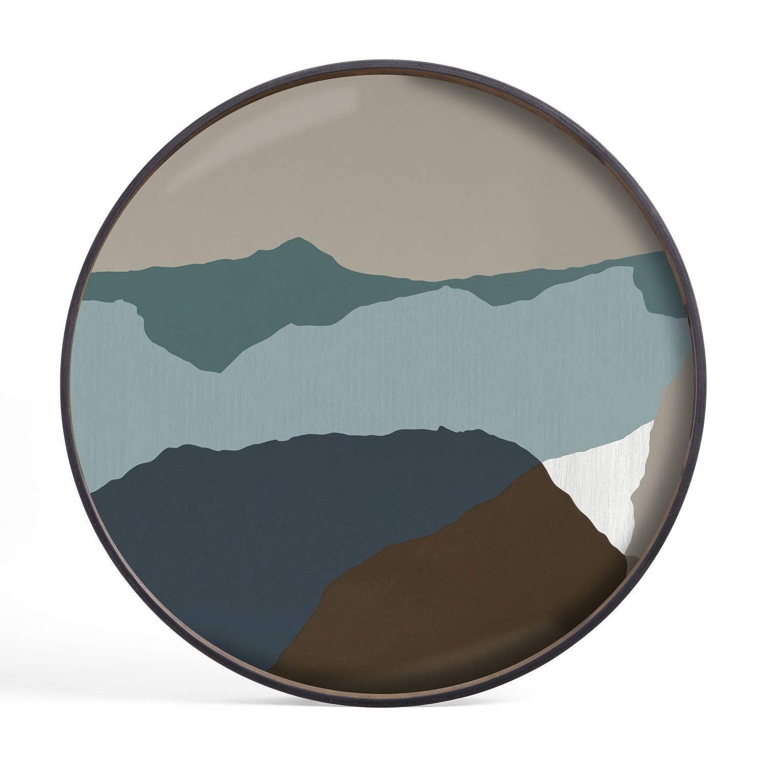 Wabi Sabi tray - glass - Graphite - round - XL, 36 x 36 x 1.5