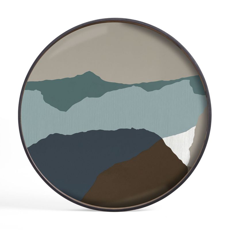Wabi Sabi tray - glass - Graphite - round - XL, 36 x 36 x 1.5
