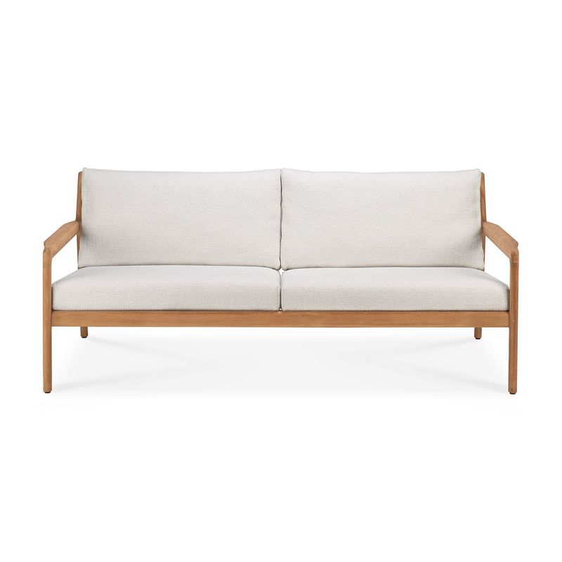 Jack outdoor sofa - teak - Off White fabric - 2+ seater, 71 x 35.5 x 29