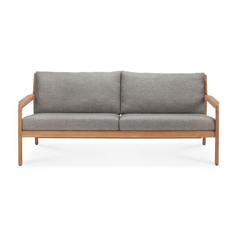 Jack outdoor sofa - teak - Mocha fabric - 2+ seater, 71 x 35.5 x 29