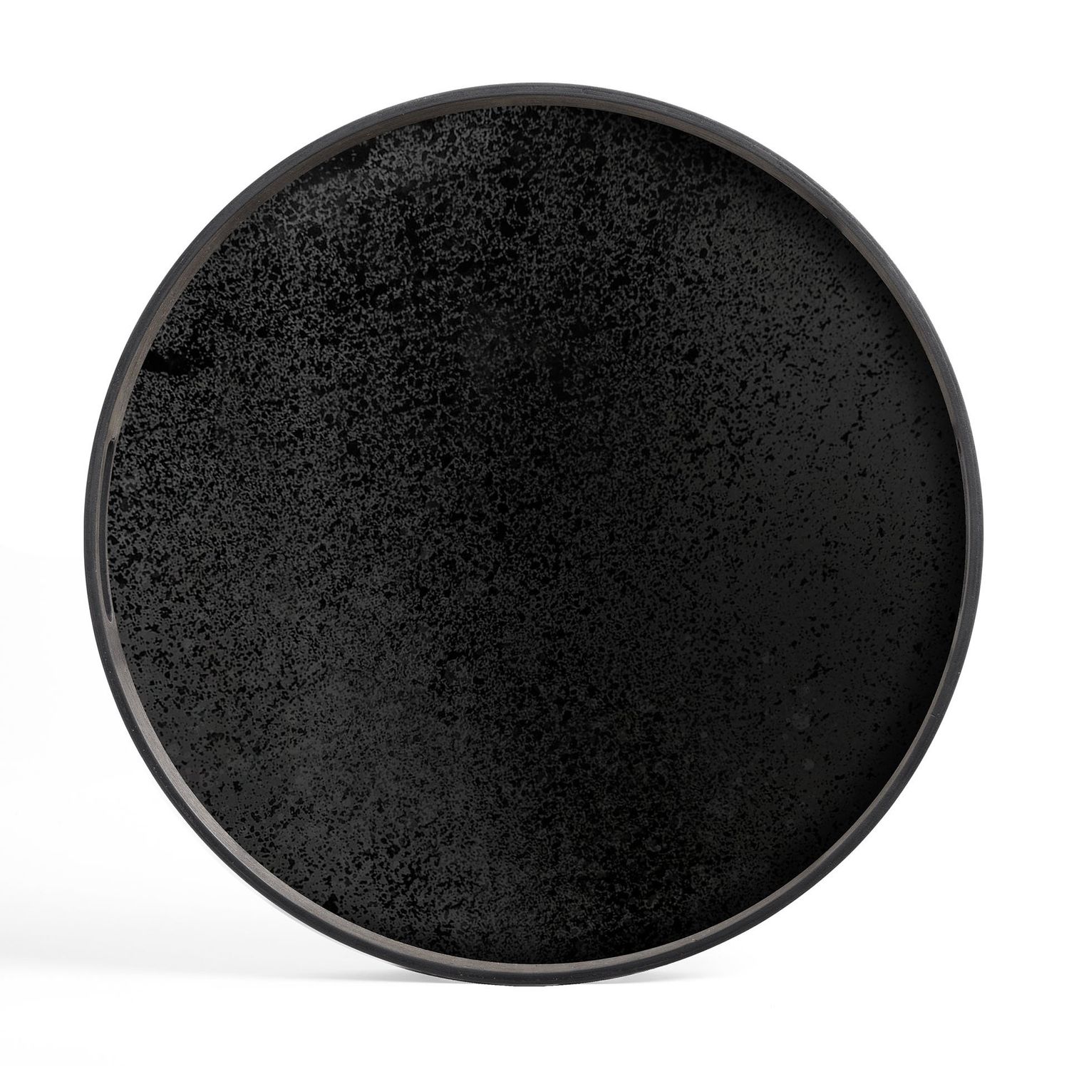 Aged tray - mirror - Charcoal - round - S, 19 x 19 x 1.5