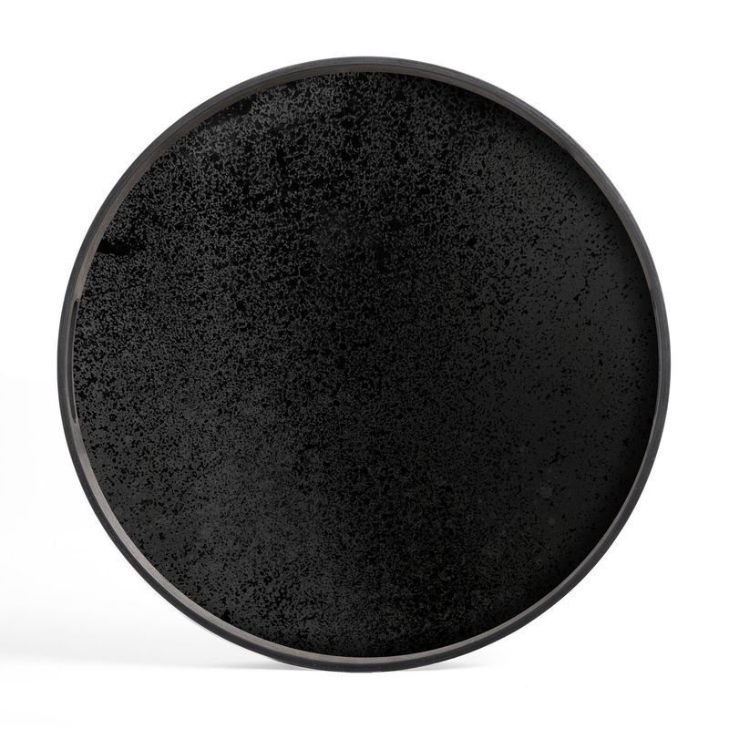 Aged tray - mirror - Charcoal - round - S, 19 x 19 x 1.5