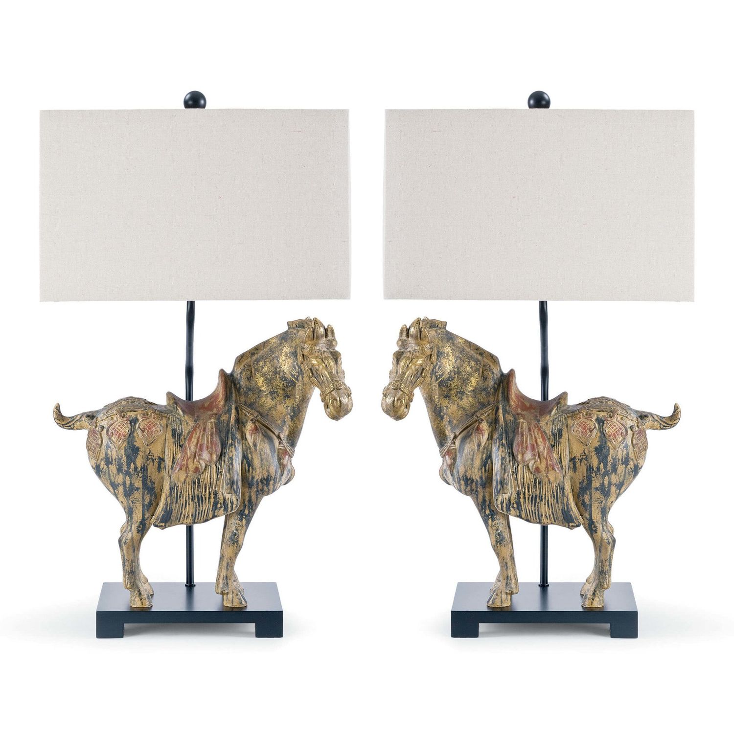 Dynasty Horse Table Lamps Pair
