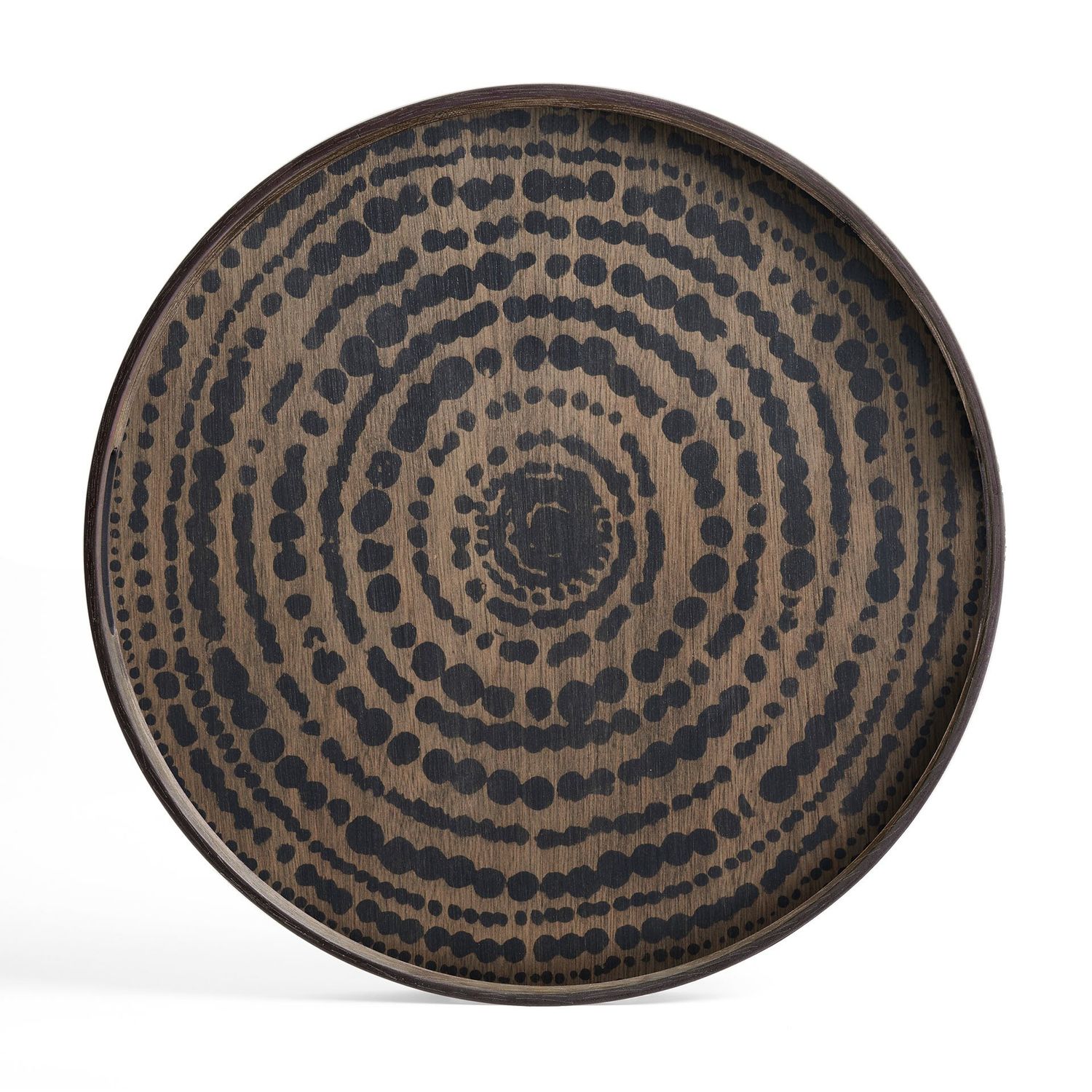Beads tray - varnished wood - Black - round - S, 19 x 19 x 1.5