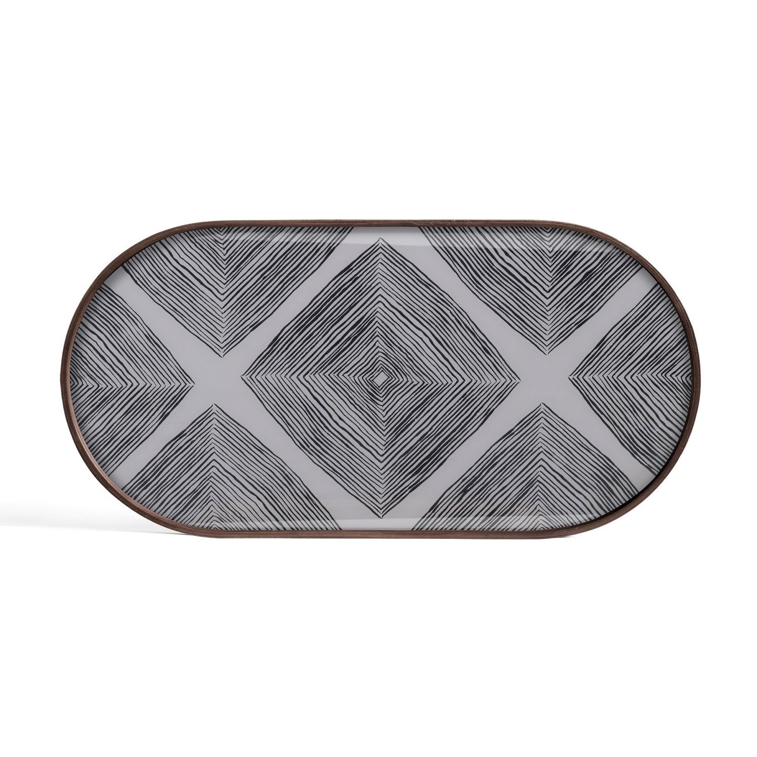 Linear Squares tray - glass - Slate - oblong - M, 28 x 14 x 1