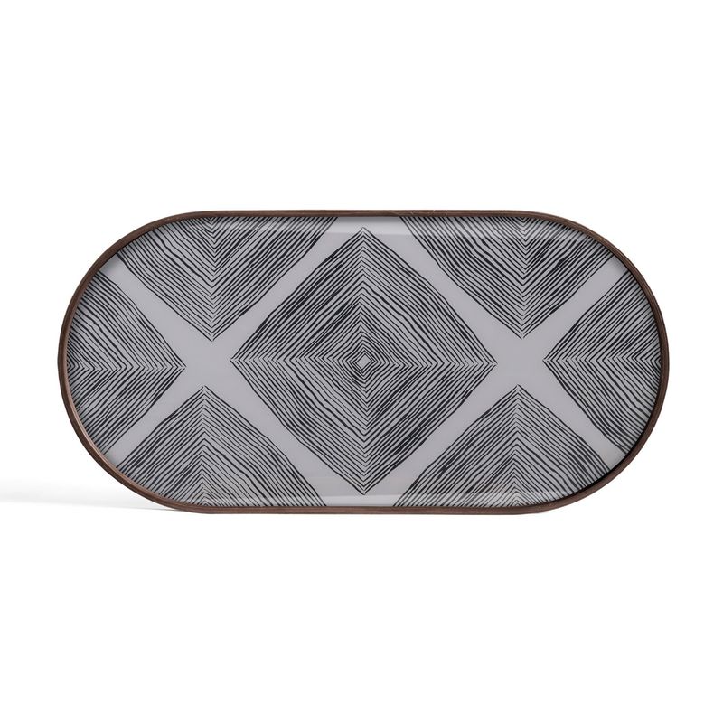 Linear Squares tray - glass - Slate - oblong - M, 28 x 14 x 1