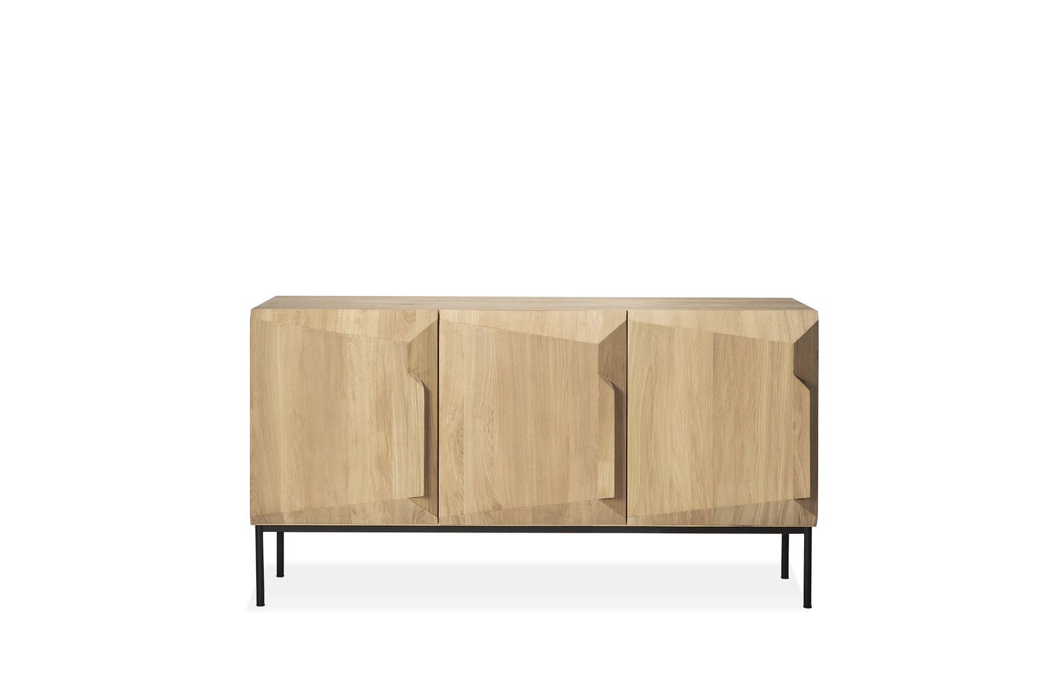 Stairs sideboard - varnished oak - 3 doors, 59 x 18 x 31.5