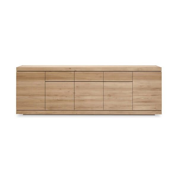 Burger sideboard - oak - 5 doors - 3 drawers, 98.5 x 17.5 x 33.5