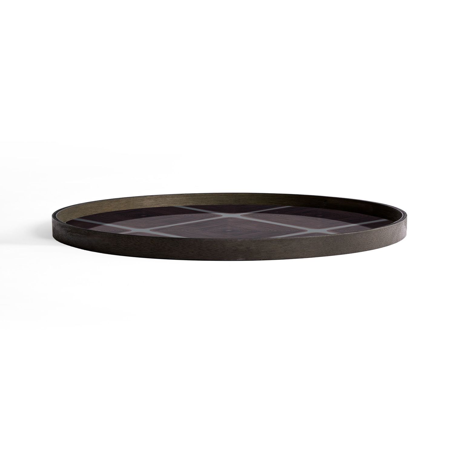 Linear Squares tray - glass - Slate - round - XL, 36 x 36 x 1.5