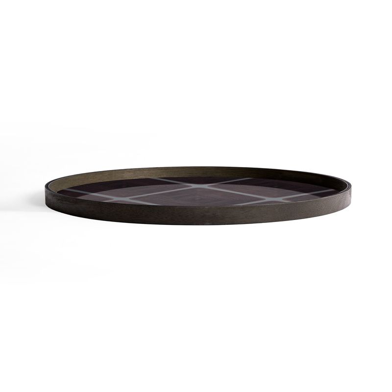 Linear Squares tray - glass - Slate - round - XL, 36 x 36 x 1.5
