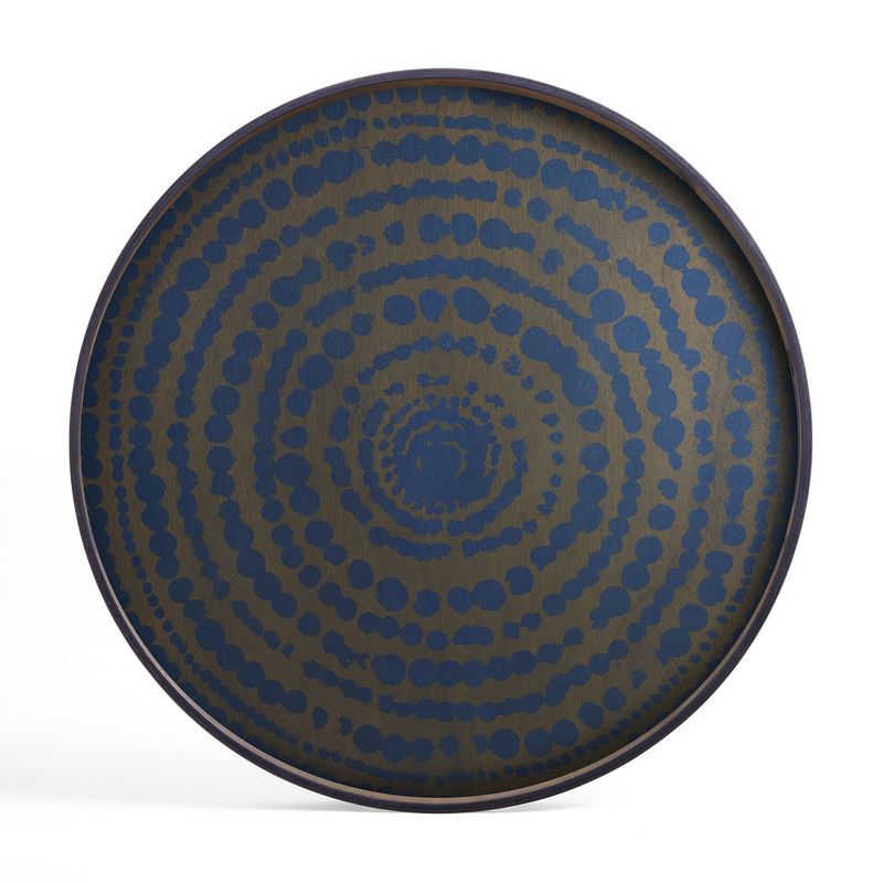 Beads tray - varnished wood - Midnight - round - XL, 36 x 36 x 1.5