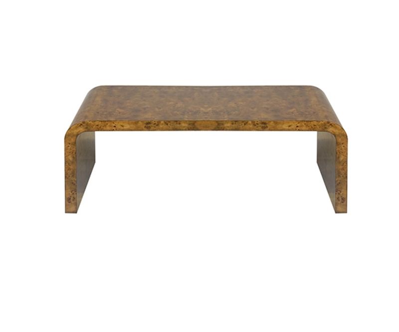 NEWBURY DBW WATERFALL COFFEE TABLE IN DARK BURL WOOD