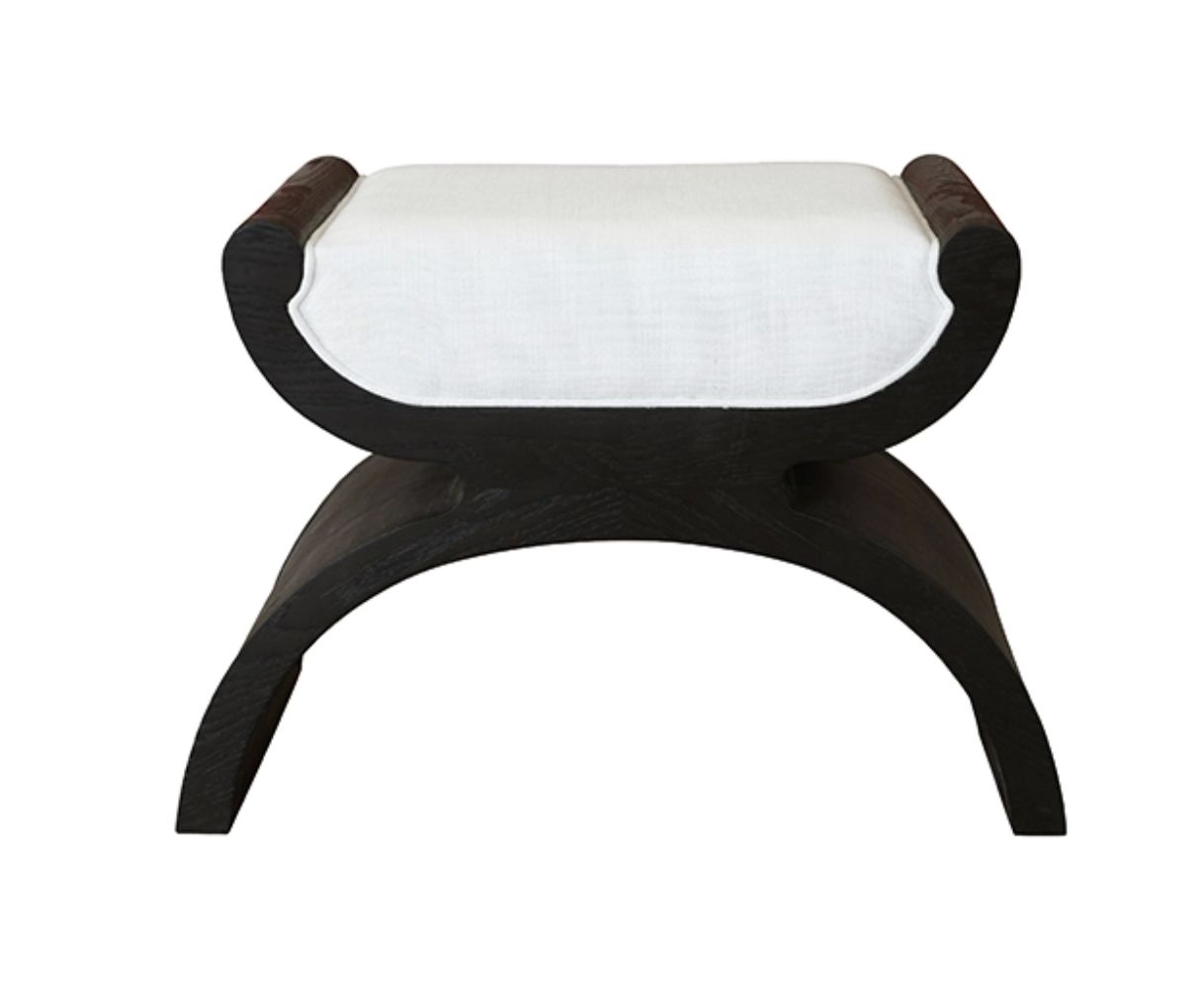 JANNA ES CURVED BASE STOOL W/ WHITE LINEN CUSHION IN ESPRESSO OAK