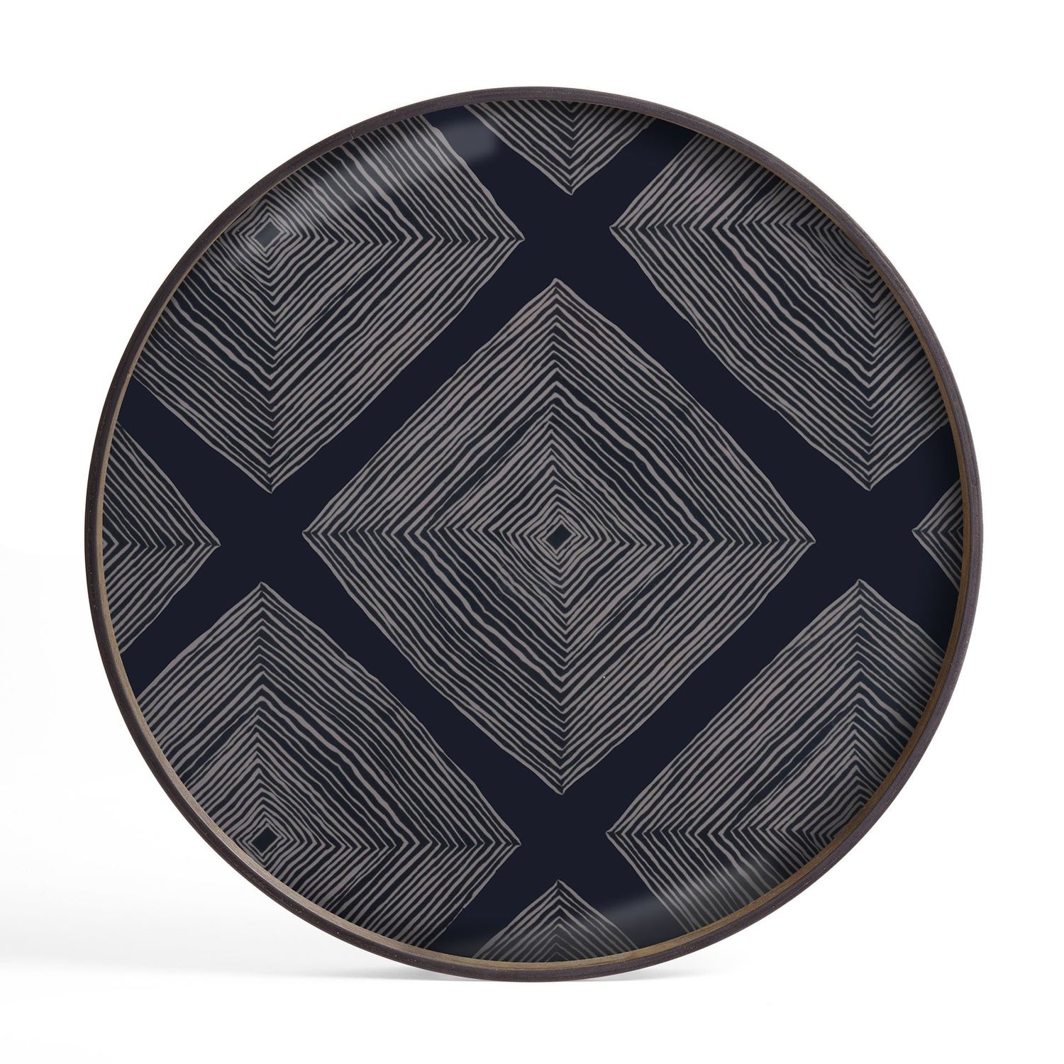 Linear Squares tray - glass - Ink - round - L, 24 x 24 x 1.5