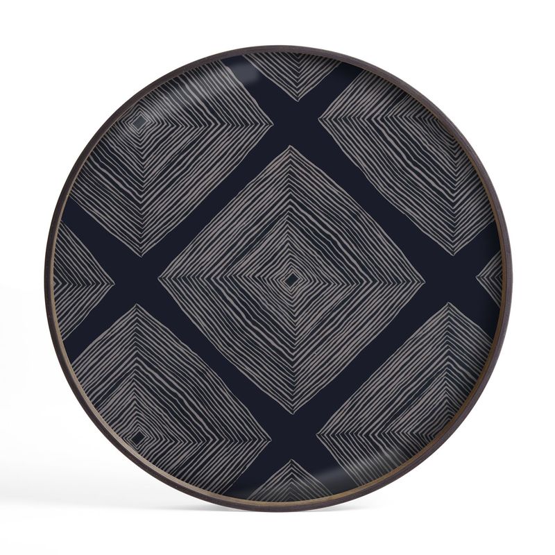 Linear Squares tray - glass - Ink - round - L, 24 x 24 x 1.5