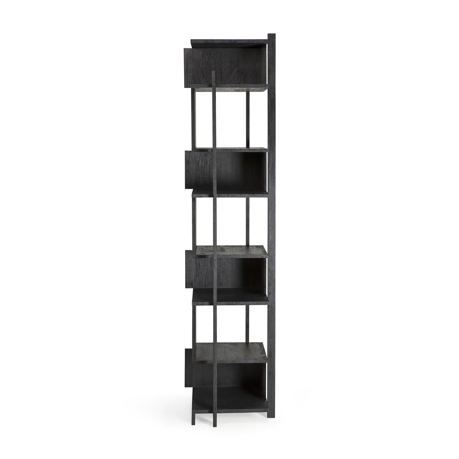 Abstract column - varnished teak - black, 19.5 x 21.5 x 80