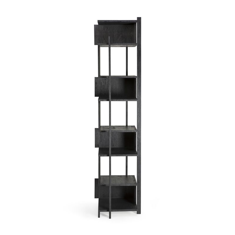 Abstract column - varnished teak - black, 19.5 x 21.5 x 80