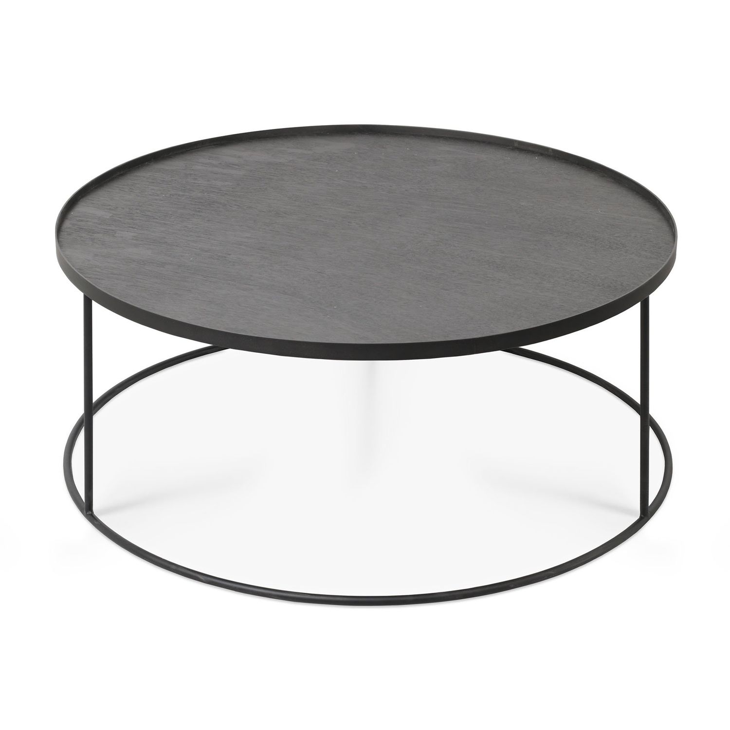 Tray coffee table - varnished wood - black - round - XL - tray not included, 36.5 x 36.5 x 15