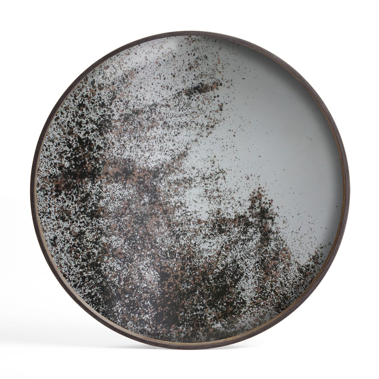 Aged tray - mirror - Clear - round - L, 24 x 24 x 1.5