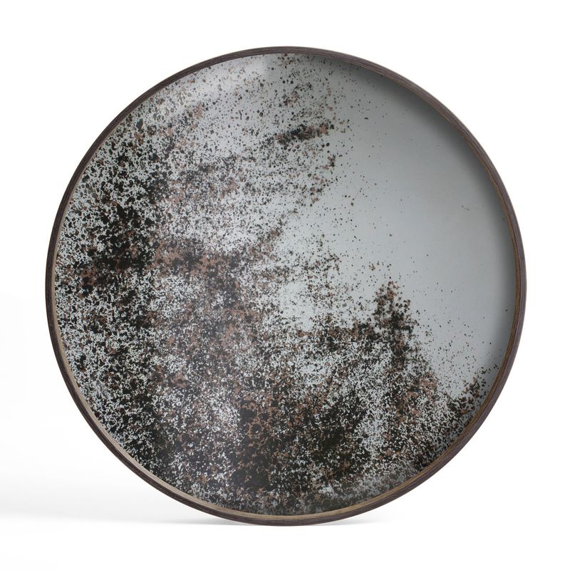 Aged tray - mirror - Clear - round - L, 24 x 24 x 1.5