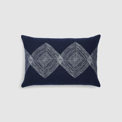 Navy Linear Diamonds cushion - lumbar