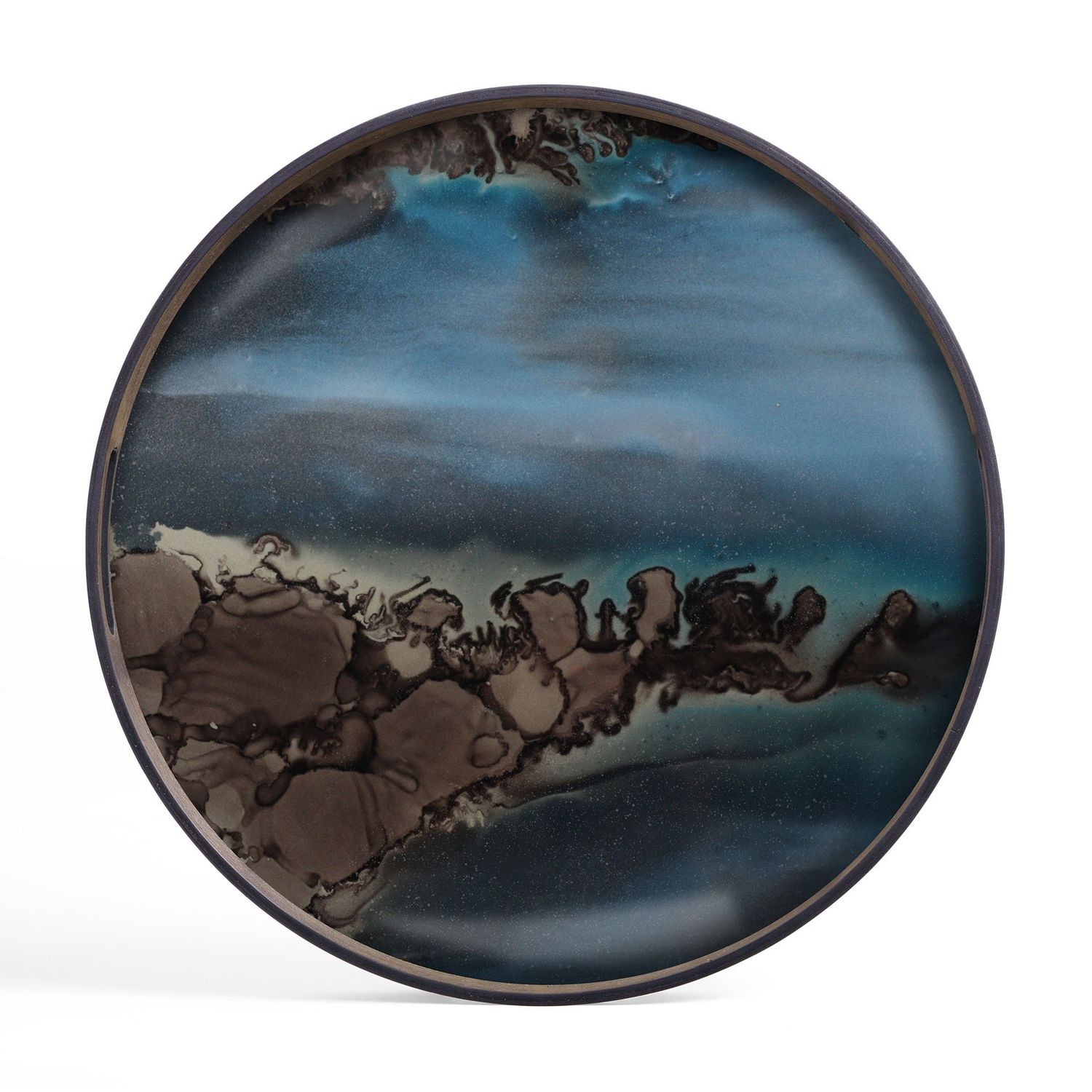 Organic tray - glass - Slate - round - S, 19 x 19 x 1.5