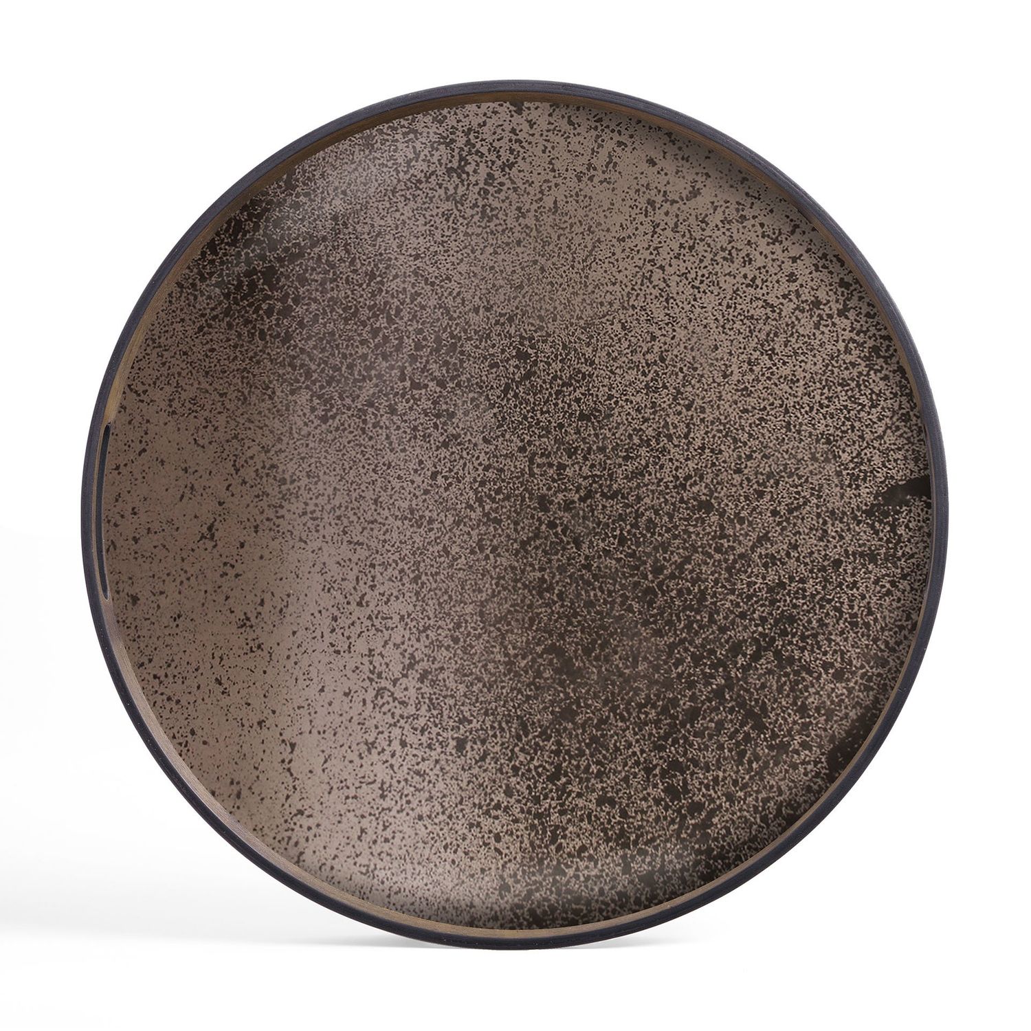 Aged tray - mirror - Bronze - round - S, 19 x 19 x 1.5