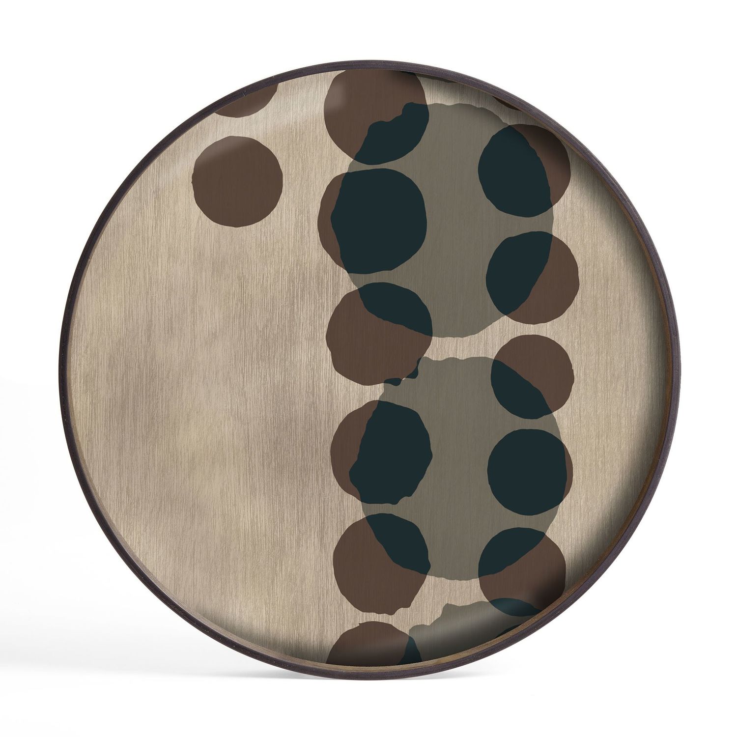Layered Dots tray - glass - Slate - round - L, 24 x 24 x 1.5