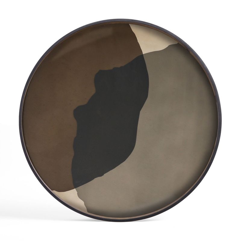 Combined Dots tray - glass - Graphite - round - XL, 36 x 36 x 1.5