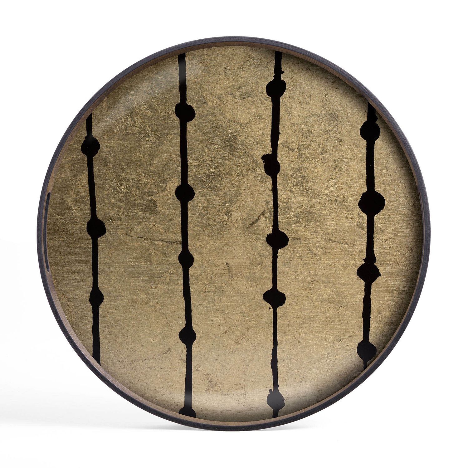 Gold Leaf Dots tray - glass - round - S, 19 x 19 x 1.5