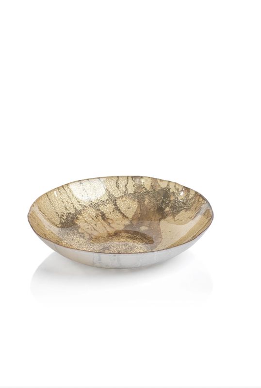 Golden Pearl Metallic Watercolor Serving Bowl 12.75 in